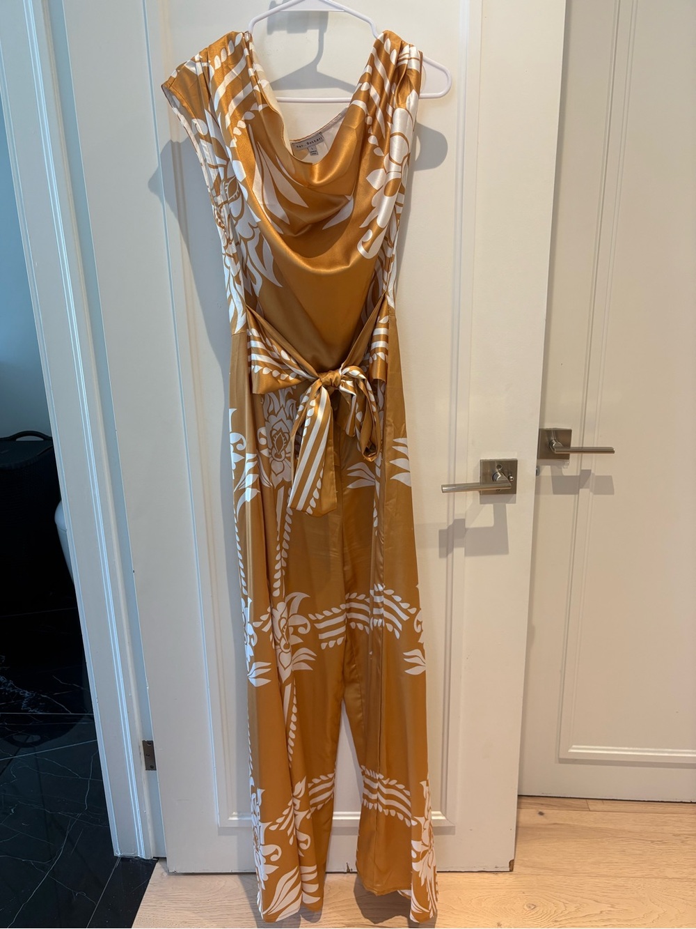 Women’s Mustard Floral Print Jumpsuit with Tie Waist